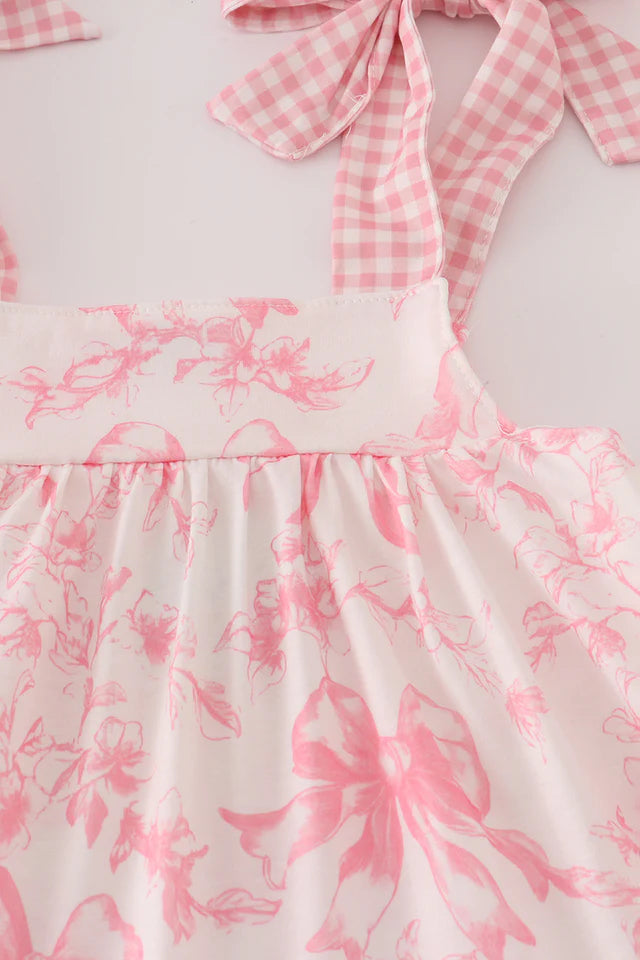 Pink bow ruffle dress