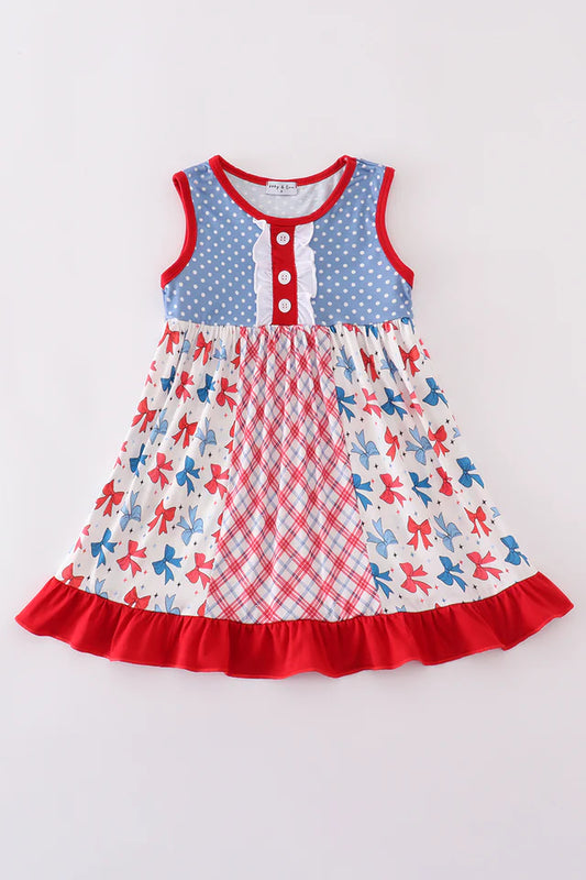 Blue bow ruffle dress
