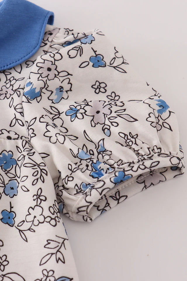 Blue vintage floral bloomer set