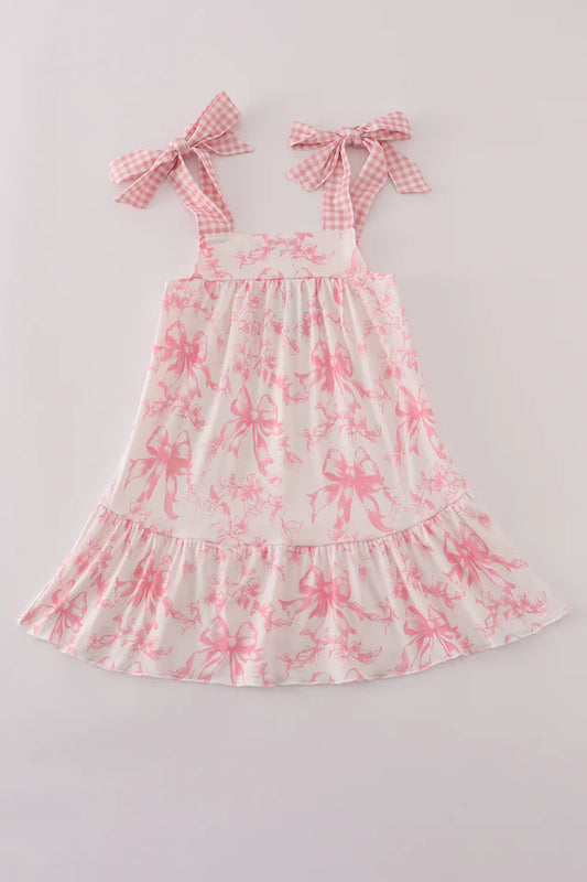 Pink bow ruffle dress