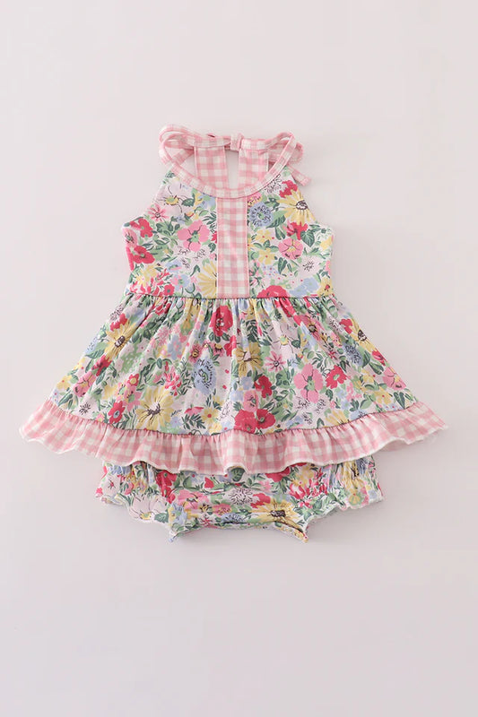 Pink floral ruffle